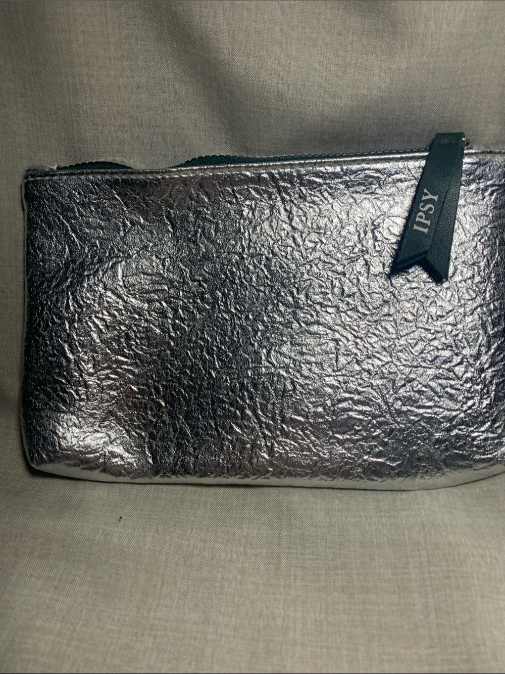 ipsy Metallic Silver Textured Toiletry Pouch